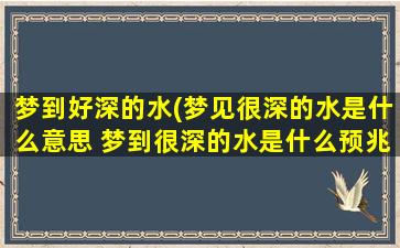 梦到好深的水(梦见很深的水是什么意思 梦到很深的水是什么预兆)